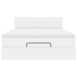Pouf Letto con Materassi e LED Bianco Puro 140x190cm Similpelle