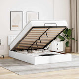 Pouf Letto con Materassi e LED Bianco Puro 140x190cm Similpelle