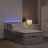 Struttura Letto Pouf con Materasso Tortora 80x200 cm in Tessuto
