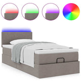 Struttura Letto Pouf con Materasso Tortora 80x200 cm in Tessuto