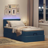 Struttura Letto Pouf con Materasso Blu 80x200 cm in Tessuto