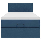 Struttura Letto Pouf con Materasso Blu 80x200 cm in Tessuto