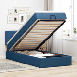 Struttura Letto Pouf con Materasso Blu 80x200 cm in Tessuto