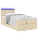 Pouf Letto con Materasso Crema 100x200 cm in Tessuto