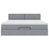 Pouf Letto con Materasso Grigio Chiaro 160x200 cm in Tessuto