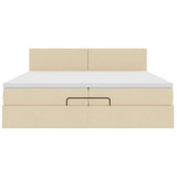 Struttura Letto Pouf con Materassi Crema 200x200 cm in Tessuto