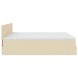 Struttura Letto Pouf con Materassi Crema 200x200 cm in Tessuto