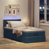 Struttura Letto Pouf con Materasso Blu 80x200 cm in Tessuto