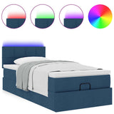 Struttura Letto Pouf con Materasso Blu 80x200 cm in Tessuto