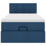 Struttura Letto Pouf con Materasso Blu 80x200 cm in Tessuto