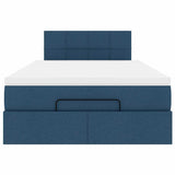 Pouf Letto con Materasso e LED Blu 120x200 cm in Tessuto