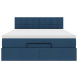 Struttura Letto Pouf con Materasso Blu 140x200cm in Tessuto