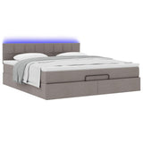 Struttura Letto Pouf con Materasso Tortora 160x200cm in Tessuto