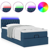 Struttura Letto Pouf con Materasso Blu 80x200 cm in Tessuto