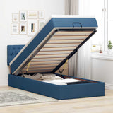 Struttura Letto Pouf con Materasso Blu 80x200 cm in Tessuto