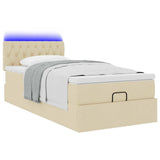 Struttura Letto Pouf con Materasso Crema 90x190 cm in Tessuto