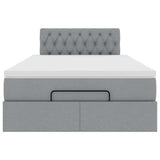 Pouf Letto con Materasso Grigio Chiaro 120x190 cm in Tessuto