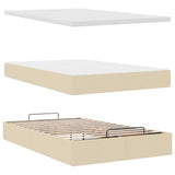 Pouf Letto con Materasso e LED Crema 120x190cm in Tessuto