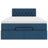 Pouf Letto con Materasso e LED Blu 120x200 cm in Tessuto