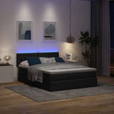 Pouf Letto con Materasso e LED Nero 140x190 cm