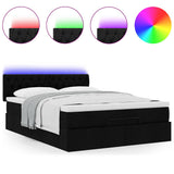 Pouf Letto con Materasso e LED Nero 140x190 cm