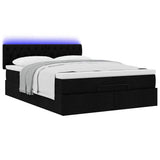 Pouf Letto con Materasso e LED Nero 140x190 cm