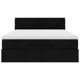 Pouf Letto con Materasso e LED Nero 140x190 cm