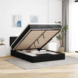 Pouf Letto con Materasso e LED Nero 140x190 cm