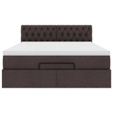 Pouf Letto con Materasso e LED Marrone Scuro 140x190 cm