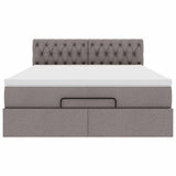 Pouf Letto con Materasso e LED Tortora 140x190 cm in Tessuto