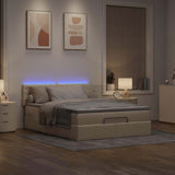 Pouf Letto con Materasso e LED Crema 140x190 cm