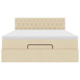 Pouf Letto con Materasso e LED Crema 140x190 cm