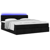 Pouf Letto con Materasso e LED Nero 180x200cm Tessuto
