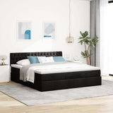 Pouf Letto con Materasso e LED Nero 180x200cm Tessuto