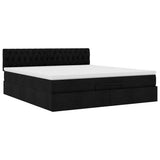 Pouf Letto con Materasso e LED Nero 180x200cm Tessuto