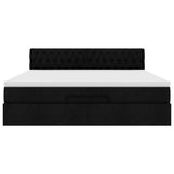 Pouf Letto con Materasso e LED Nero 180x200cm Tessuto
