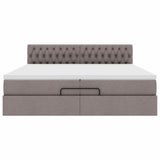 Struttura Letto Pouf con Materassi Tortora 200x200 cm Tessuto
