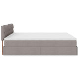 Struttura Letto Pouf con Materassi Tortora 200x200 cm Tessuto