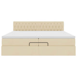 Struttura Letto Pouf con Materassi Crema 200x200 cm in Tessuto
