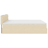 Struttura Letto Pouf con Materassi Crema 200x200 cm in Tessuto