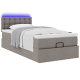 Struttura Letto Pouf con Materasso Tortora 80x200 cm in Tessuto