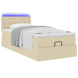 Pouf Letto con Materasso Crema 100x200 cm in Tessuto