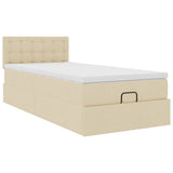 Pouf Letto con Materasso Crema 100x200 cm in Tessuto