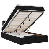 Pouf Letto con Materasso e LED Nero 120x190 cm in Tessuto