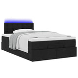 Pouf Letto con Materasso e LED Nero 120x190 cm in Tessuto