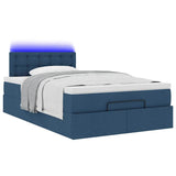 Pouf Letto con Materasso e LED Blu 120x200 cm in Tessuto