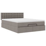 Pouf Letto con Materasso e LED Tortora 140x190 cm in Tessuto