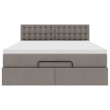 Pouf Letto con Materasso e LED Tortora 140x200 cm in Tessuto