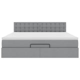 Pouf Letto con Materasso Grigio Chiaro 160x200 cm in Tessuto