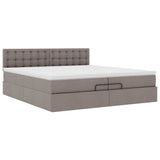 Struttura Letto Pouf con Materassi Tortora 200x200 cm Tessuto